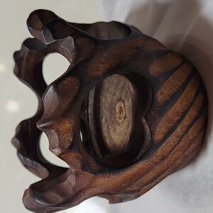 Rustic Carved Wooden Candle Holder